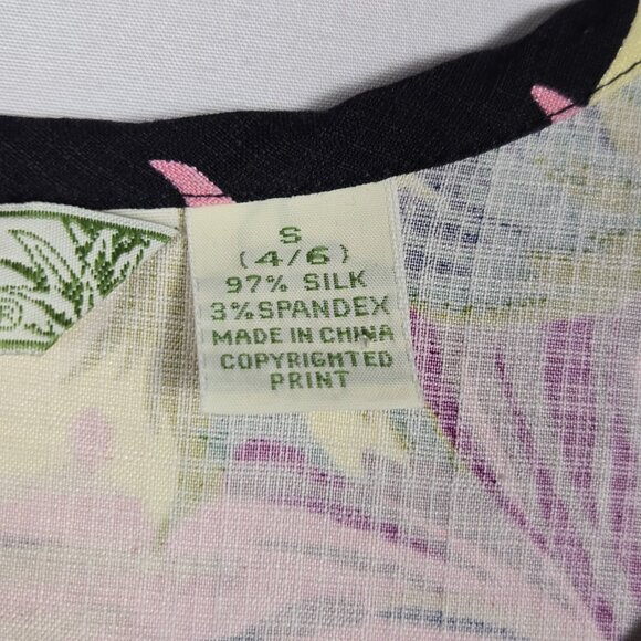 Tommy Bahama Silk Tank Top S Black Tropical Floral Print Resort Sleeveless - Picture 8 of 10